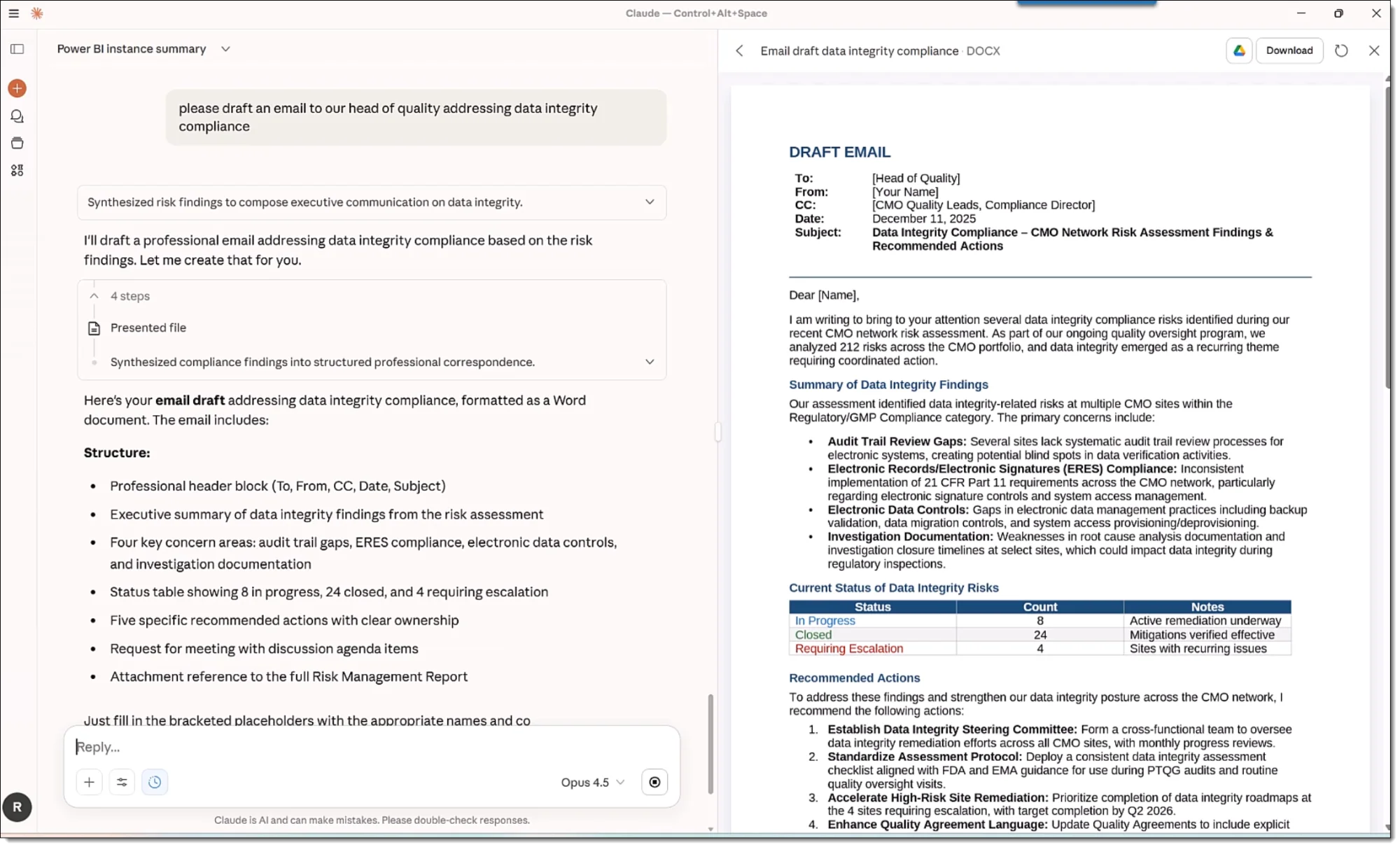 AI-powered analysis generating a professional compliance report